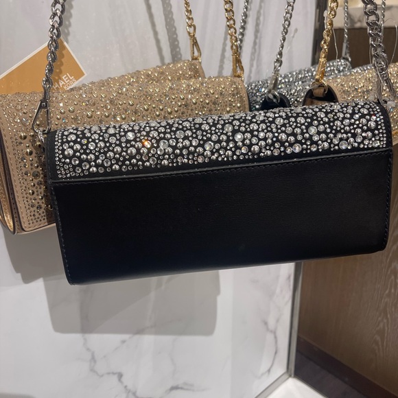 MICHAEL KORS Jet Set Medium Embellished Metallic Leather Clutch Crossbody
Black - Picture 7 of 16